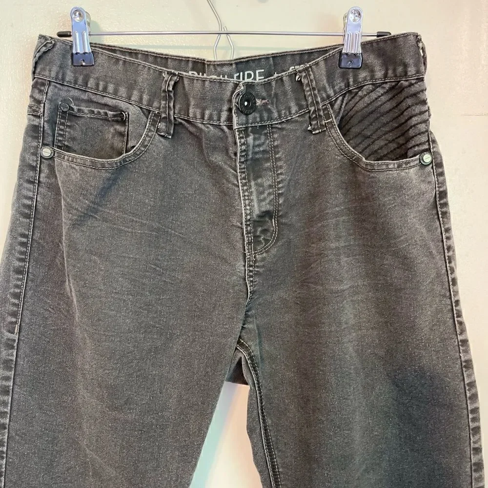 RING OF FIRE Straight Leg Cotton Blend Zipper Pockets Black Jeans.Size 34 X 30